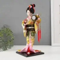 Кукла коллекционная "Гейша в шелковом кимоно с барабаном" 22,5 см