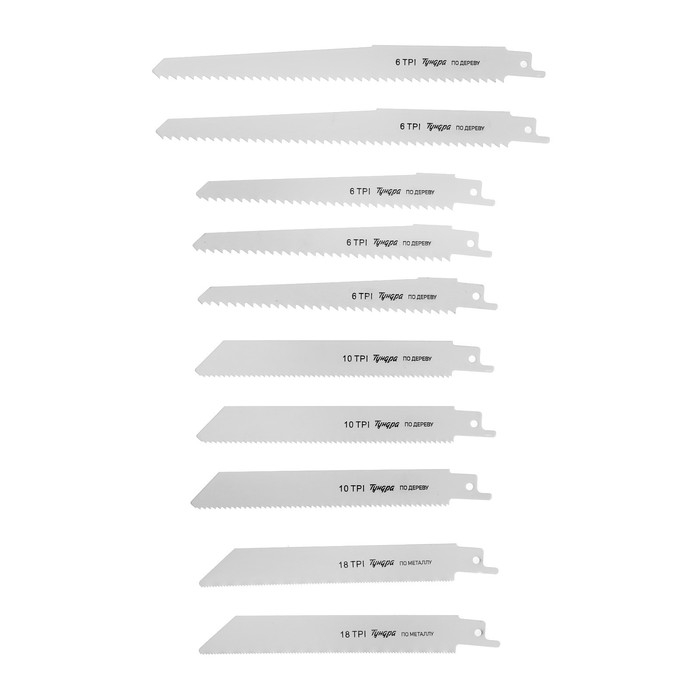 Набор полотен универсальных для сабельной пилы ТУНДРА, HCS/Bimetal, 150/200х19 мм, 10 шт.