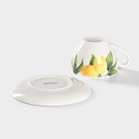 Чайная пара Доляна &laquo;Лимон&raquo;, 2 предмета: чашка 250 мл, блюдце d=15 см