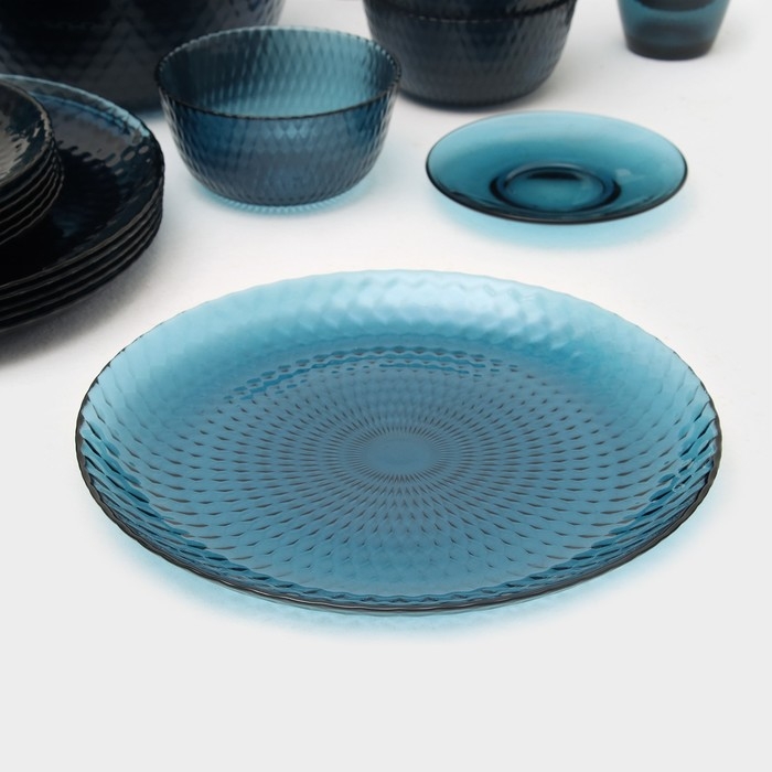 Набор столовый стеклянный &laquo;Идиллия&raquo;, 43 предмета, цвет лондон топаз