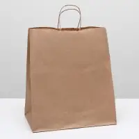 Пакет крафт без печати, круглая ручка 32&times;18&times;37 см