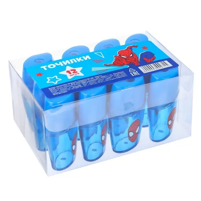 Точилка пластиковая, синяя, &laquo;Человек-паук&raquo;