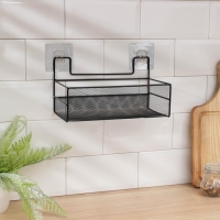 Полка для кухни Доляна, на липучках, 26&times;13,5&times;14 см, цвет чёрный