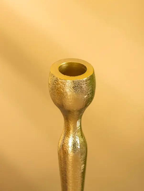 Подсвечник "Тепло" алюминий 28 см, цв. золото