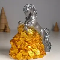 Копилка "Конь на деньгах" 20х20х13 см, серый