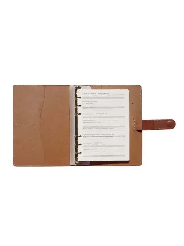 Органайзер на кольцах, C6, с хлястиком, 80л, линия, к/зам, Коричневый