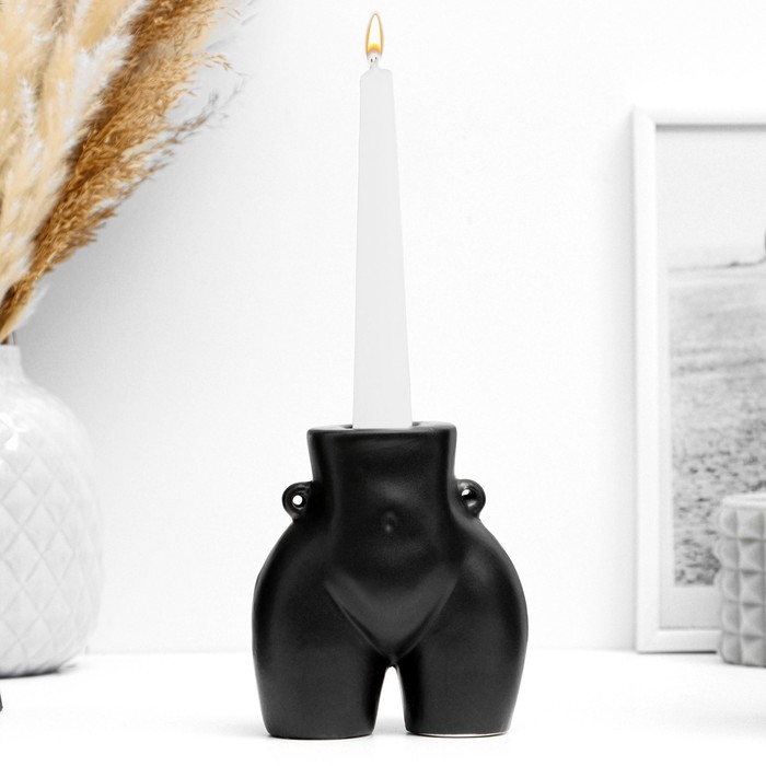 Подсвечник "Марта" черный глянец, 10х6х8см