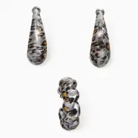 Набор серьги и каффы "Леопард" жгутик, цвет серебро