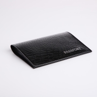 Обложка для паспорта, тиснение, крокодил, цвет чёрный