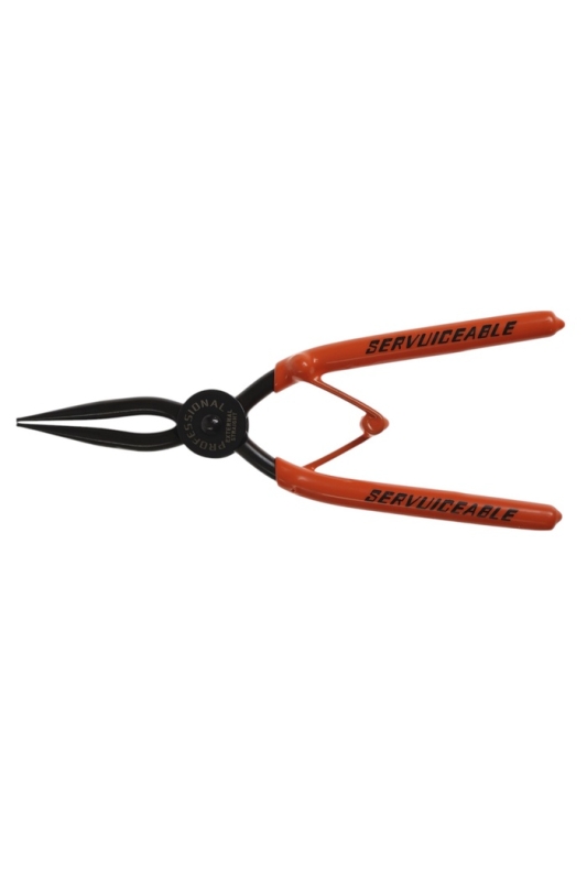 Съемник внешних стопорных колец ТУНДРА, удлиненные прямые губки на разжим, 190 мм