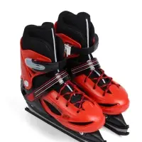 Коньки детские раздвижные BlackAqua, р. 30-33, для фитнеса, с роликовой платформой, красные, чёрные