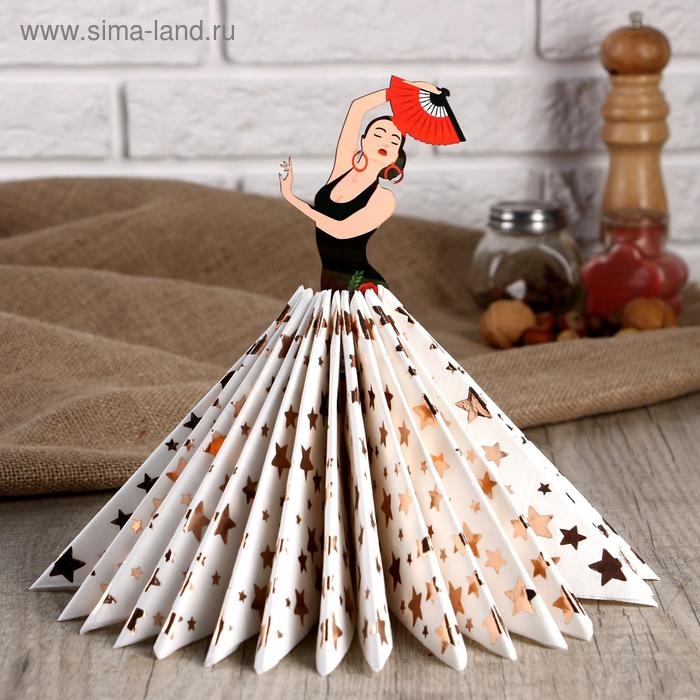 Салфетница деревянная &laquo;Девушка танцовщица с розой&raquo;, цветная наклейка