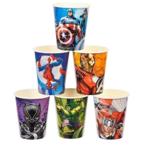 Стакан одноразовый бумажный "С Днем Рождения!", 250 мл, 6 штук, Мстители