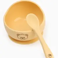 Тарелка детская на присоске и ложка, молочный, Mum&Baby