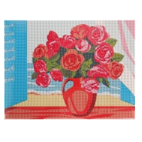 Алмазная мозаика с полным заполнением на подрамнике &laquo;Пионы на окне&raquo;, 30 &times; 40 см