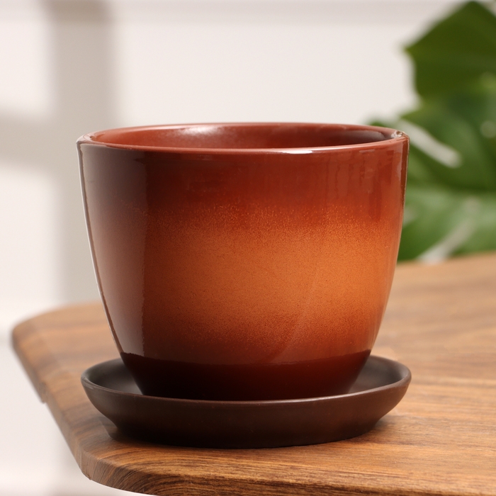 Горшок цветочный Миндаль 1л с подставкой