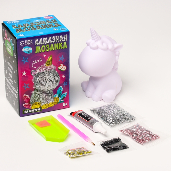 Алмазная мозаика на фигурке для детей &laquo;Волшебный единорог&raquo;, полное заполнение