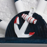 Вешалка интерьерная &laquo;Штурвал&raquo;, 3 крючка, бело-синяя, 45 х 28 х 5 см