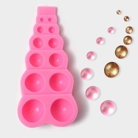 Молд &laquo;Полусферы&raquo;, силикон, 14&times;7&times;2 см, 12 ячеек, цвет розовый