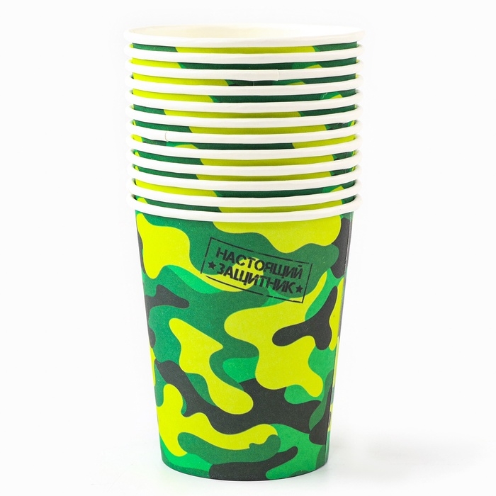 Набор посуды одноразовый &laquo;Военный&raquo;, 12 стаканов, 12 тарелок