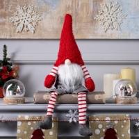 Светодиодная фигура &laquo;Гном с бородой&raquo; 14 &times; 47 &times; 9 см, текстиль, батарейки AG10х3 (в комплекте), свечение тёплое белое