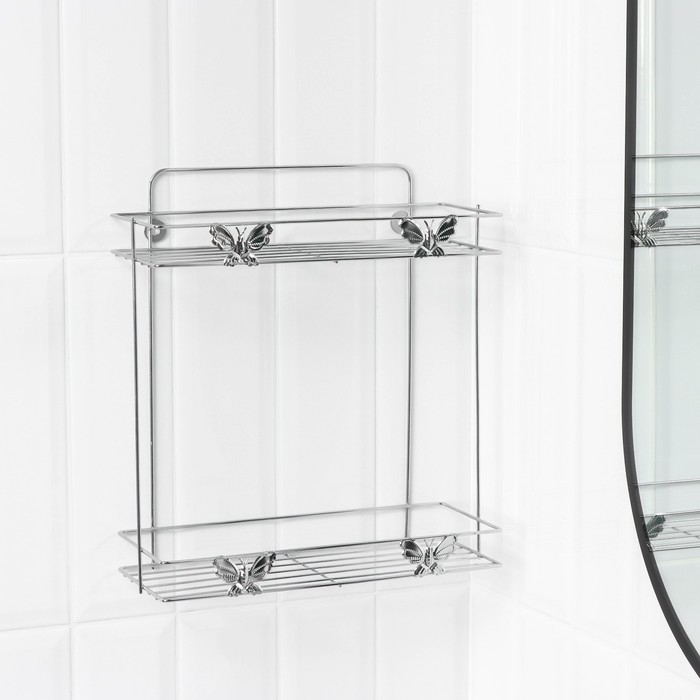 Полка 2-х ярусная Доляна &laquo;Бабочки&raquo;, 28&times;10,5&times;31 см