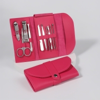 Набор маникюрный &laquo;Люси&raquo;, 10 предметов, кожзам-чехол, цвет фуксия