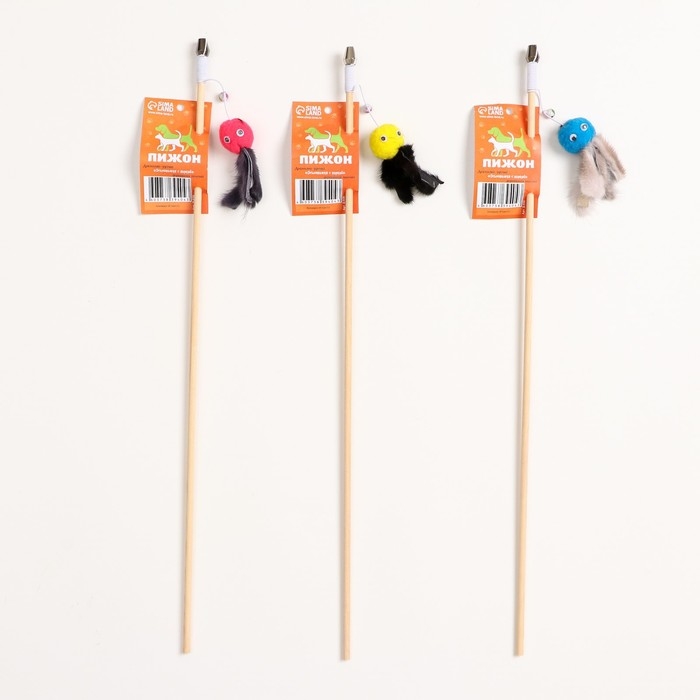 Дразнилка - удочка "Осьминожка с норкой" на деревянной палочке, микс цветов