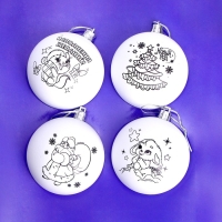 Ёлочные шары под раскраску на новый год &laquo;Чудеса&raquo;, 4 шт, d = 7 см, новогодний набор для творчества