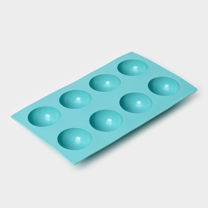 Форма для выпечки Доляна &laquo;Полусфера&raquo;, силикон, 29&times;17 см, 8 ячеек (d=5,8 см), цвет голубой