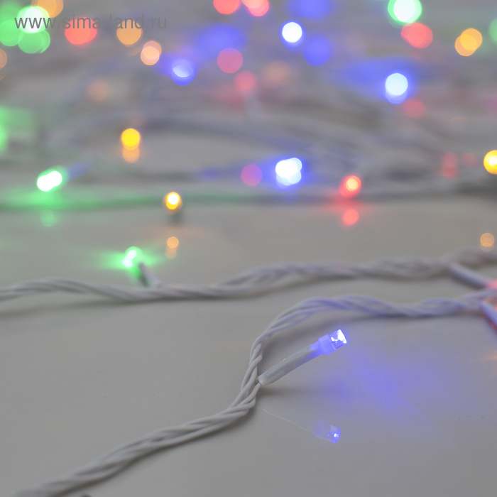 Гирлянда &laquo;Нить&raquo; 20 м, IP20, белая нить, 200 LED, свечение мульти, 8 режимов, 220 В
