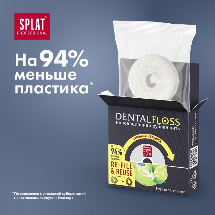 Зубная нить БЕРГАМОТ и ЛАЙМ RU-CIS(23) 30м Refill