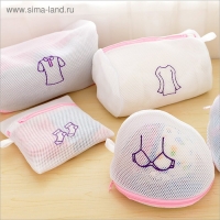 Мешок для стирки бюстгальтеров Доляна, 18&times;18&times;17 см, трёхслойный, крупная сетка, цвет белый