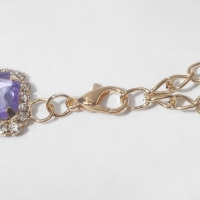 Колье &laquo;Драгоценность&raquo; квадраты в стразах, цвет бело-сиреневый в золоте, 32 см