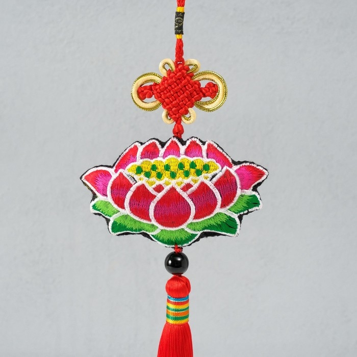 Подвеска текстиль "Лотос" красная 2х10х29 см