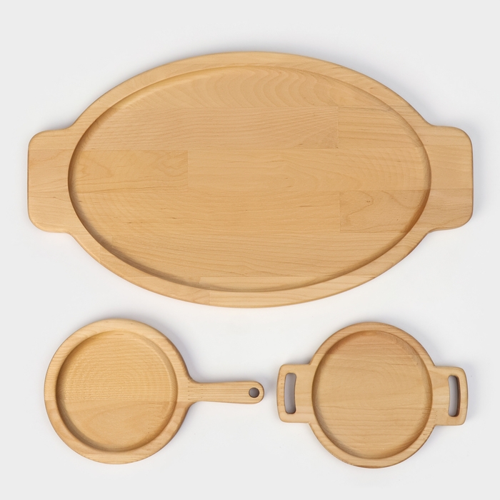 Подарочный набор деревянной посуды Adelica &laquo;Кухни мира&raquo;, доски для подачи 3 шт: 43&times;25 см, 21&times;14 см, 18&times;14 см, берёза