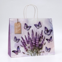 Пакет подарочный крафтовый "Бабочки" 31,5 х 25 х 11,5 см, 120 г/м&sup2;