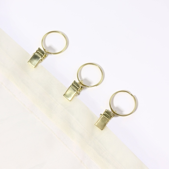 Кольцо для карниза, с зажимом, d = 22/26 мм, 20 шт, цвет золотой