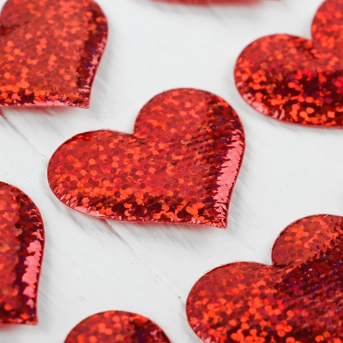 Сердечки декоративные, набор 20 шт., размер 1 шт: 3,5&times;2,5 см, цвет красный
