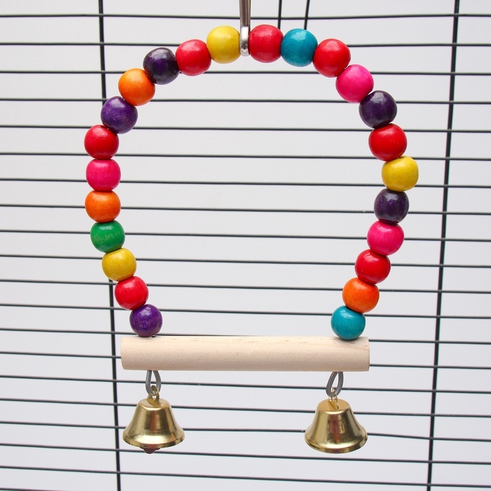 Качели для птиц с деревянной жердочкой 15 см, микс цветов