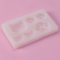 Молд Доляна &laquo;Котик&raquo;, силикон, 7,7&times;5&times;0,7 см, 6 ячеек, цвет прозрачный