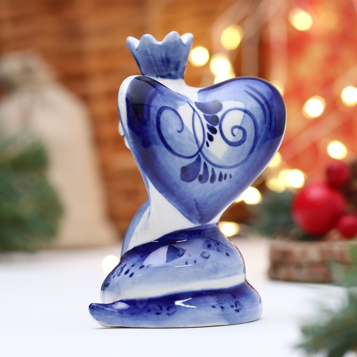 Новый год. Сувенир символ года "Змея с короной", гжель