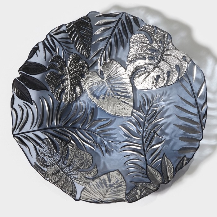 Тарелка стеклянная &laquo;Арабис&raquo;, d=21,5 см, цвет голубой