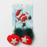 Новый год! Серьги &laquo;Шапочки&raquo; мягкие, цвет красно-зелёный