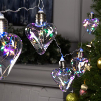 Гирлянда &laquo;Нить&raquo; 3 м с насадками &laquo;Лампочки сердца&raquo;, IP20, прозрачная нить, 80 LED, свечение мульти, 8 режимов, 220 В