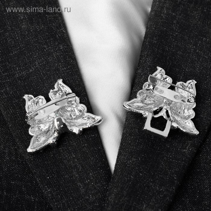 Зажим для кардигана &laquo;Бабочки&raquo;, цвет розовый в серебре