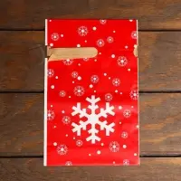 Пакет полиэтиленовый подарочный, с завязками "Снежинки", 15*23см.