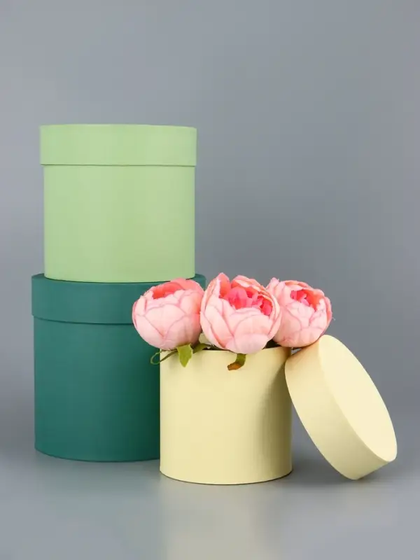 Набор круглых подарочных коробок &laquo;Лайм&raquo; 3 в 1 - 18&times;16&times;13 см