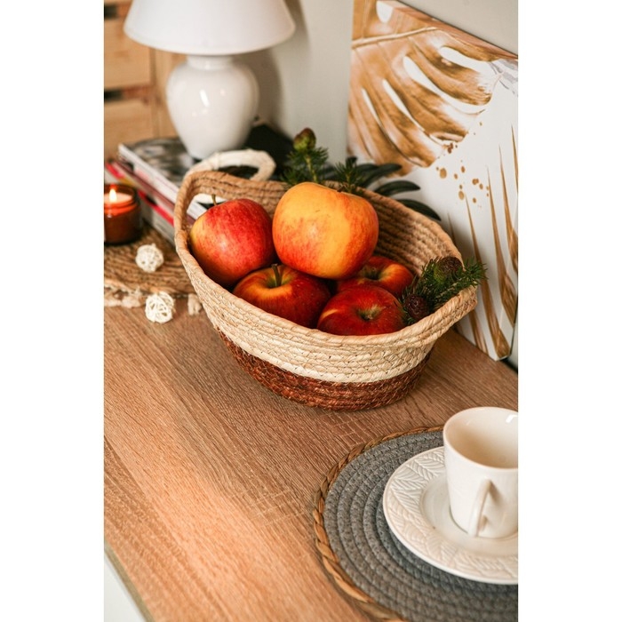 Корзина для хранения плетёная ручной работы Доляна &laquo;Тэри&raquo;, с ручками, 40&times;24&times;12 см, цвет коричневый