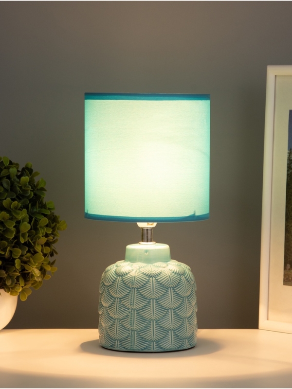 Лампа настольная "Исида" 1х40Вт Е14 голубой 14х14х28см